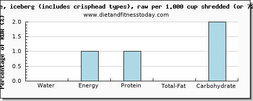 water and nutritional content in iceberg lettuce